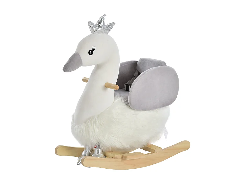 Caballo balancín de bebé blanco y gris 60x33x59 cm HOMCOM
