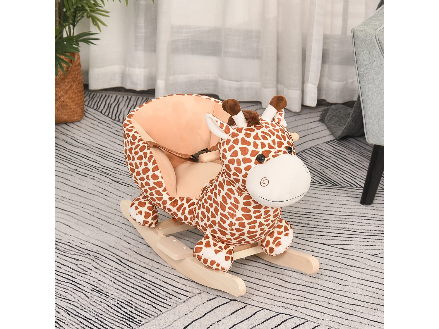 Caballito balancín marrón 60x33x45cm HOMCOM