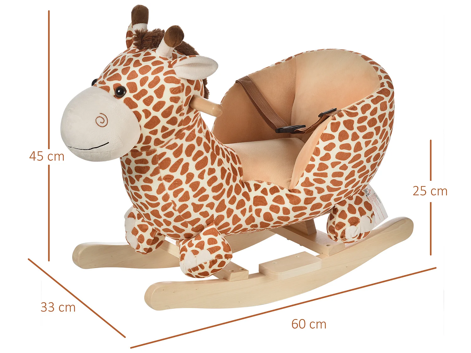 Caballito balancín marrón 60x33x45cm HOMCOM