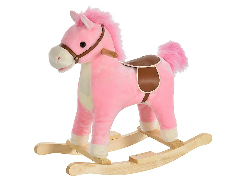 Caballo balancín para niños rosa 65x32.5x61 cm HOMCOM