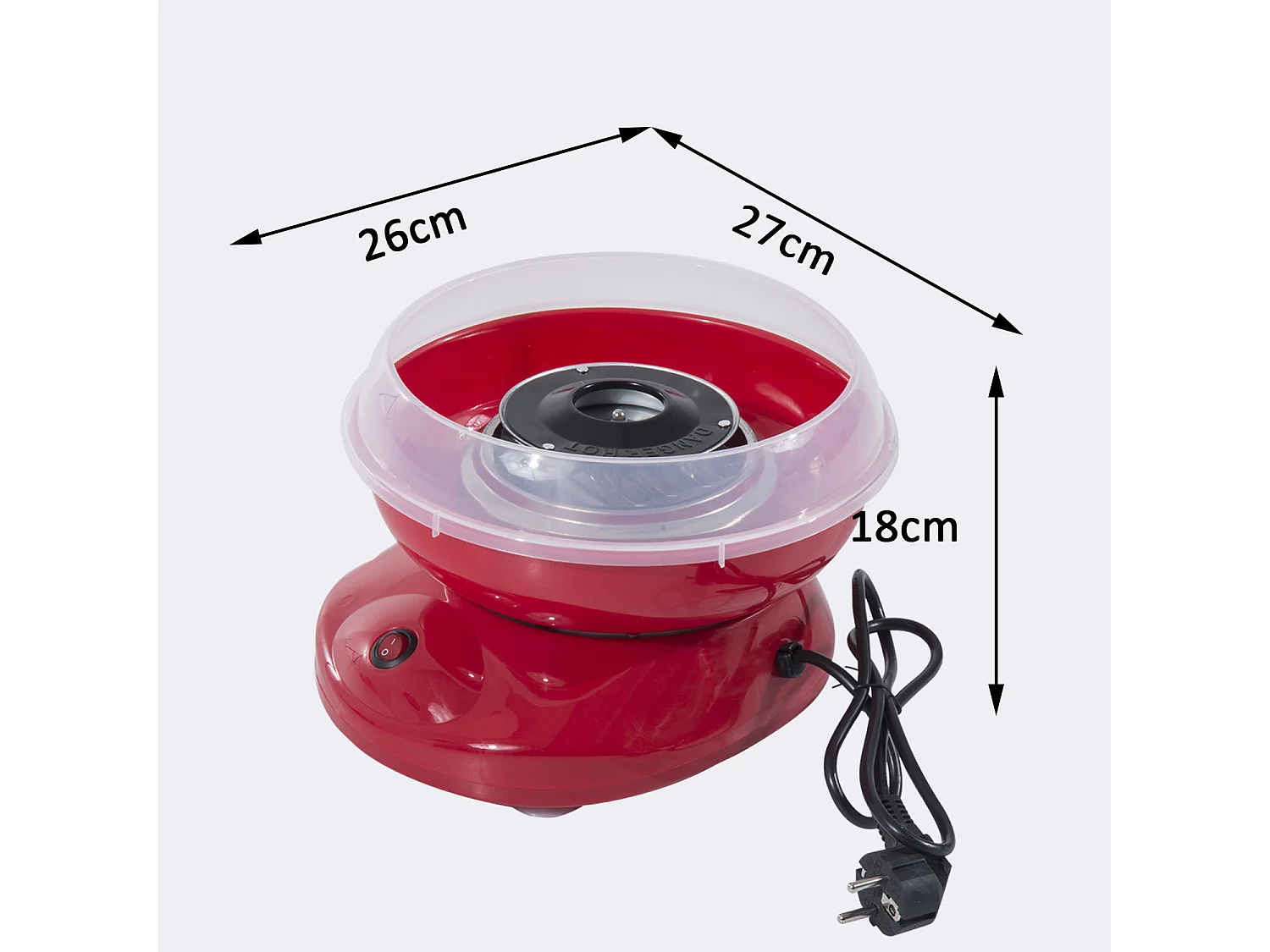 Máquinas de algodón de azúcar rojo 27x26x18cm HOMCOM