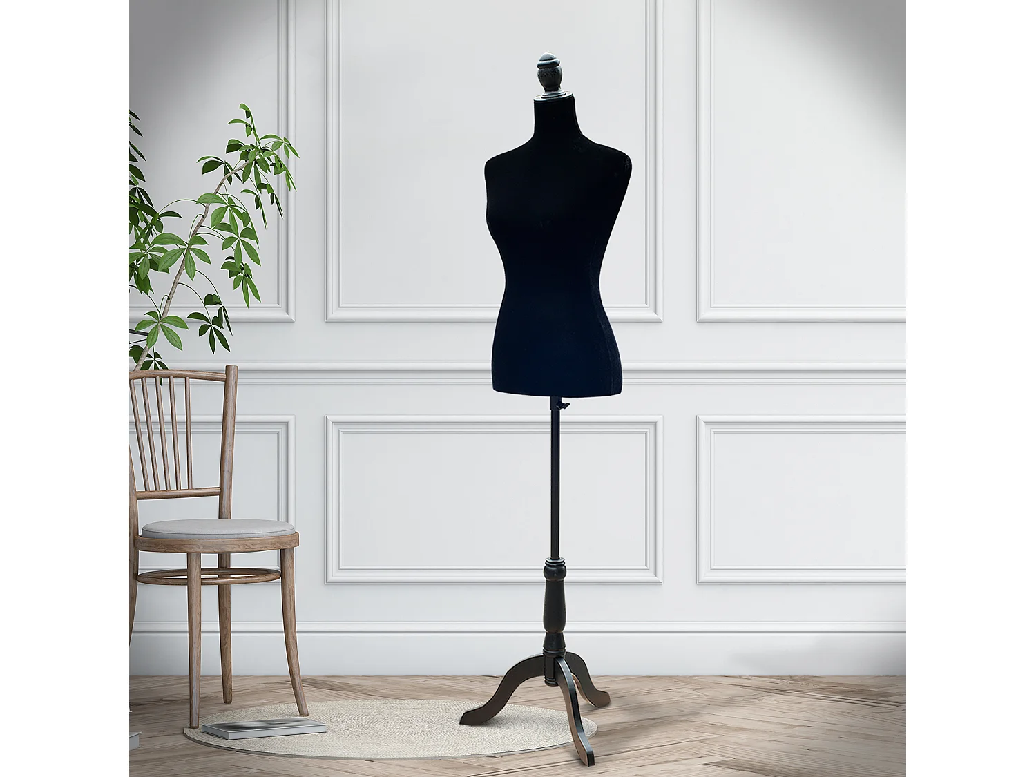 Maniquí femenino de costura negro 36x0x168 cm HOMCOM