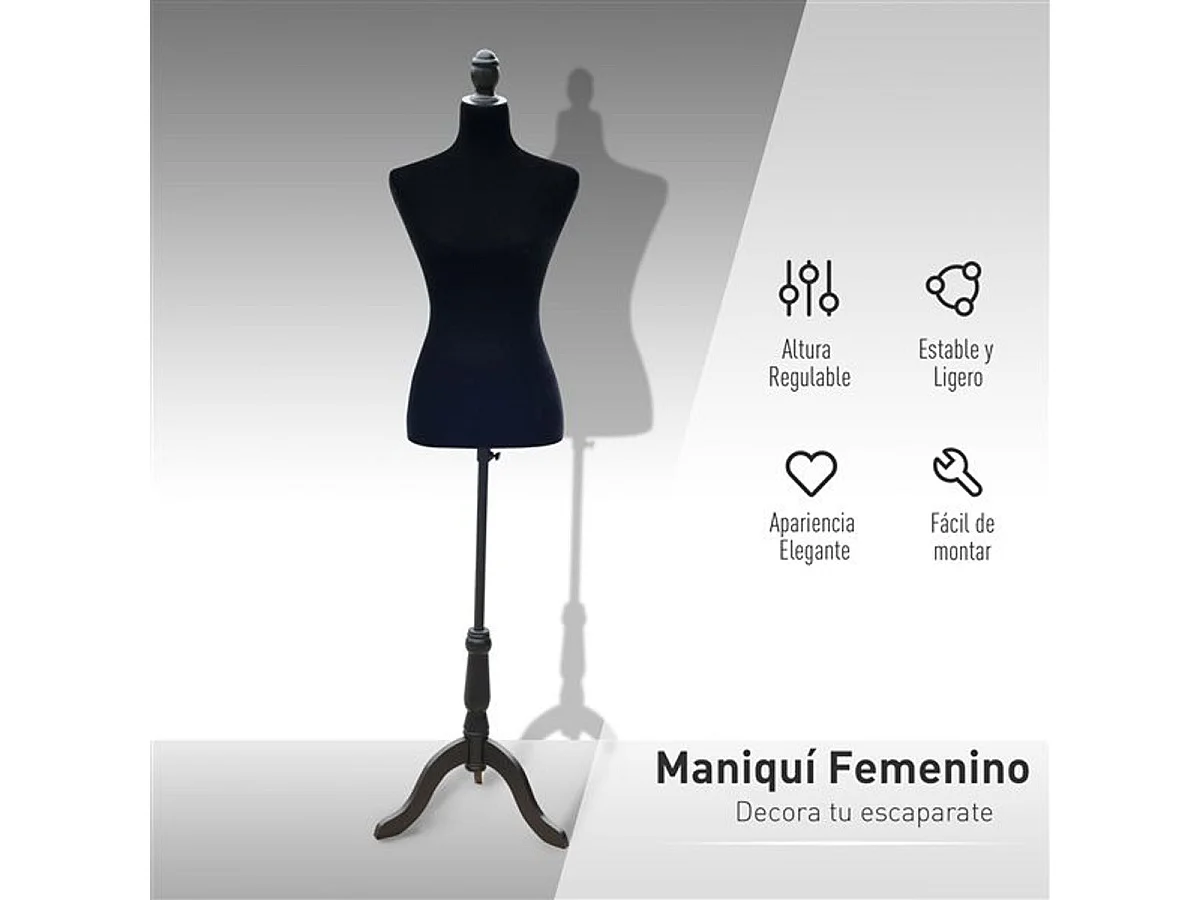 Maniquí femenino de costura negro 36x0x168 cm HOMCOM