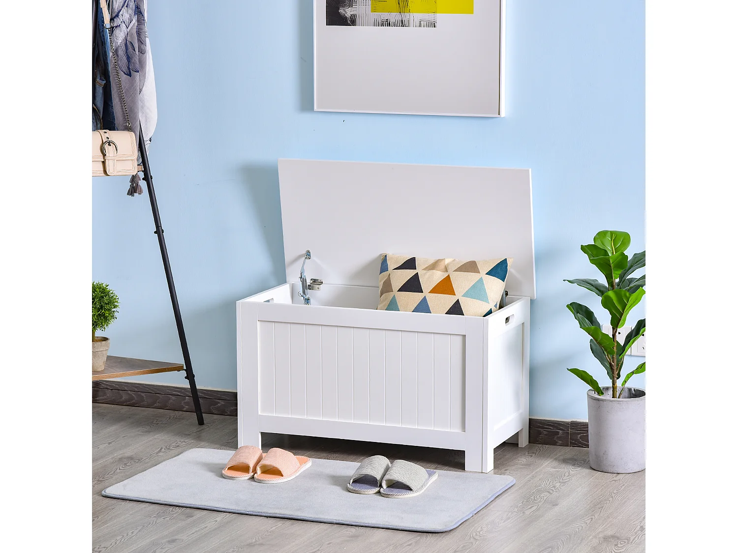 Otomana de almacenaje blanco 81x40x46cm HOMCOM