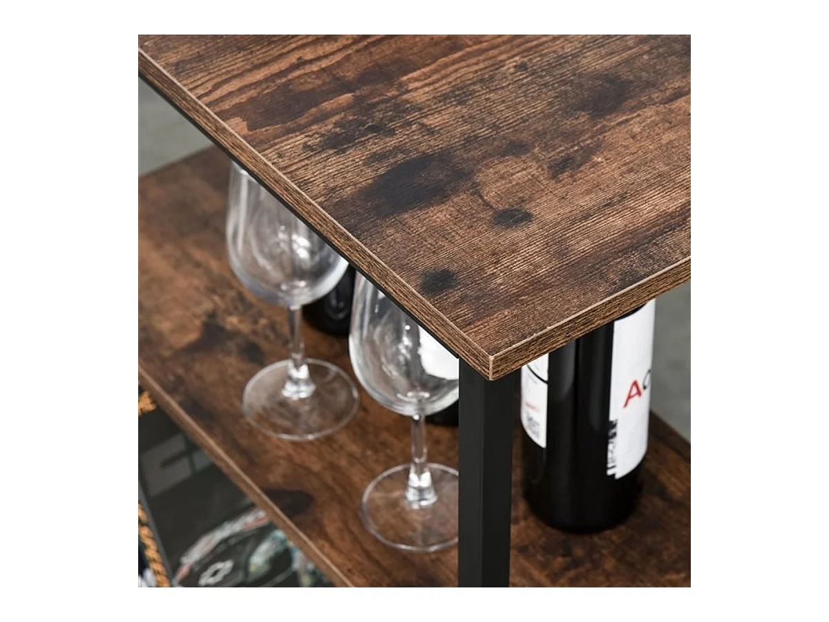 Set de mesa de bar y taburetes marrón rústico 109x60x100 cm HOMCOM