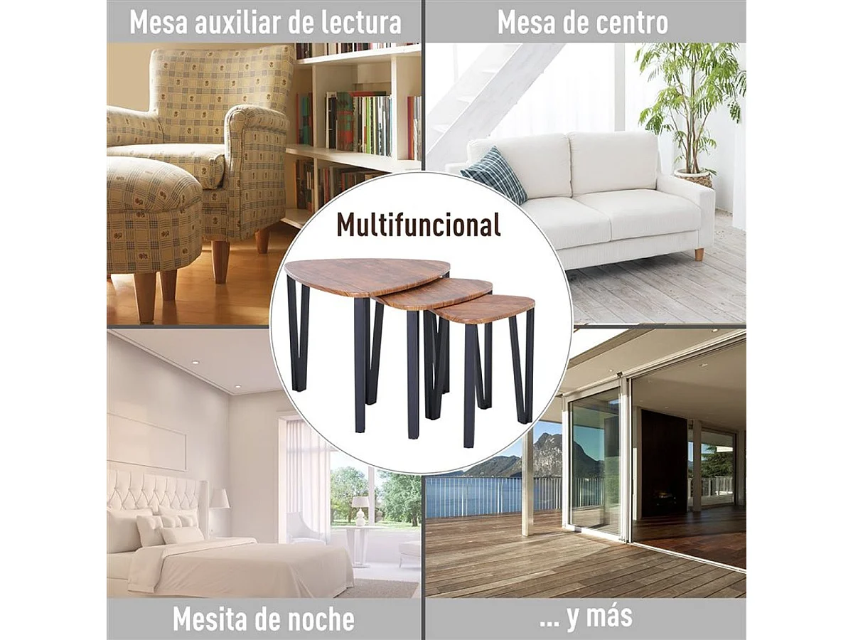 Mesitas de café nogal, negro 56x54.2x45.4cm HOMCOM