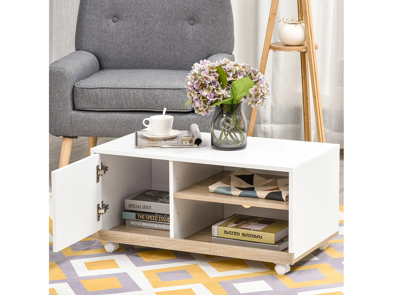 Mesa de tv blanco 80x45x39.5 cm HOMCOM