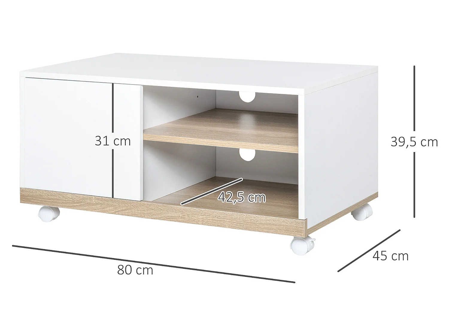 Mesa de tv blanco 80x45x39.5 cm HOMCOM