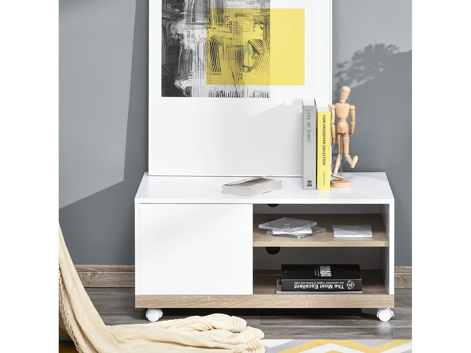 Mesa de tv blanco 80x45x39.5 cm HOMCOM