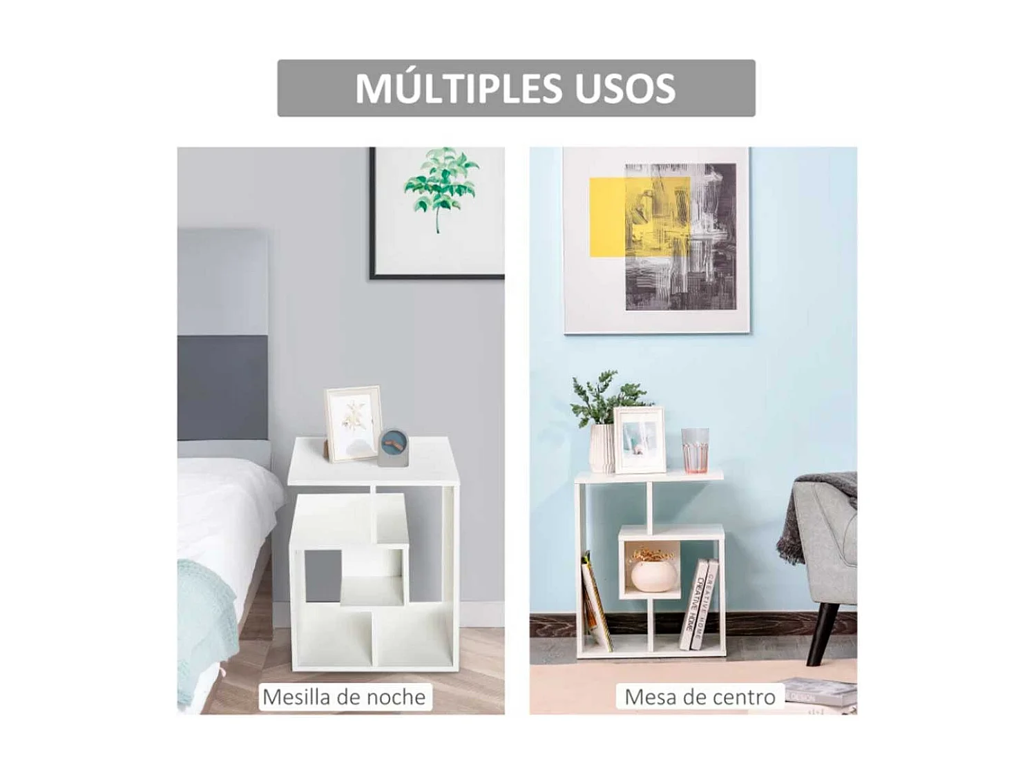 Mesilla de centro blanco 45x40x55cm HOMCOM