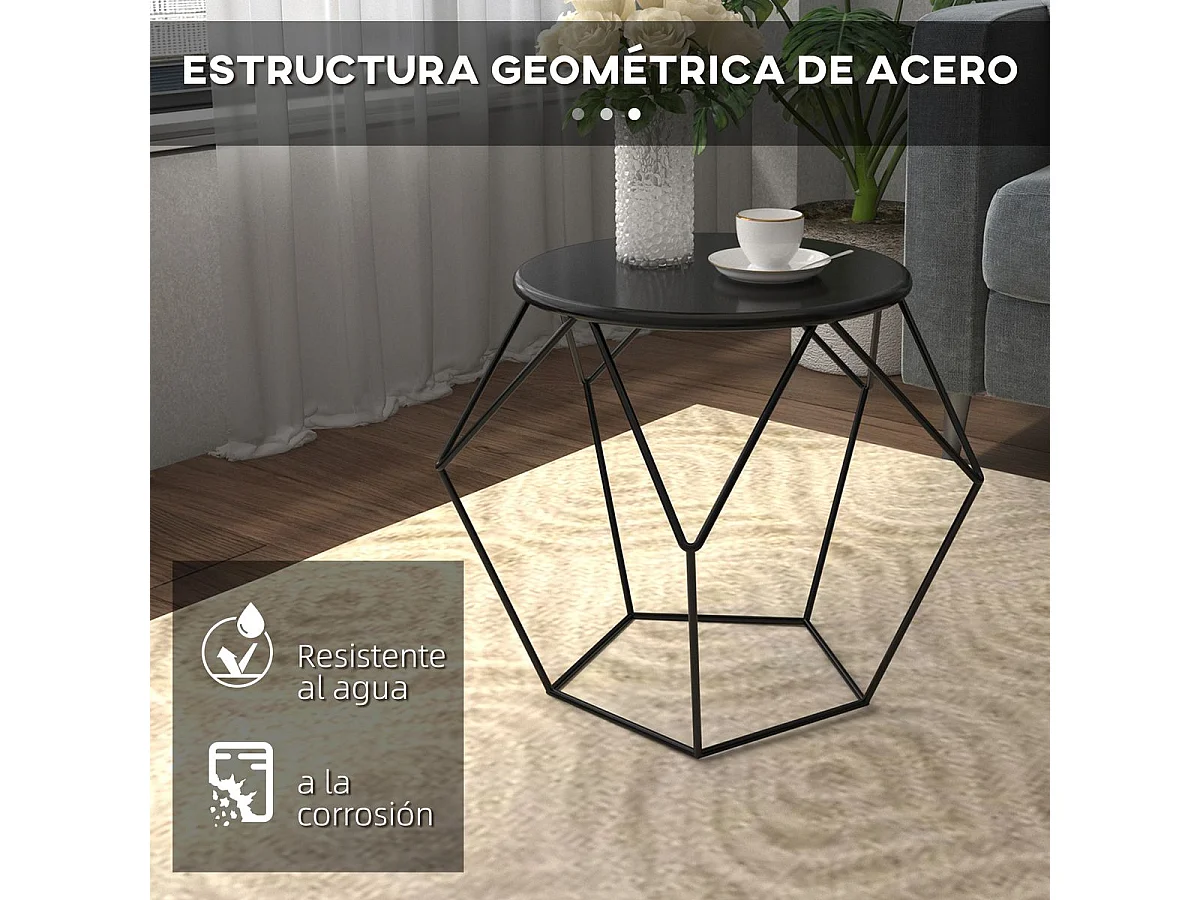 Mesa de centro metálica negro 51x51x44cm HOMCOM