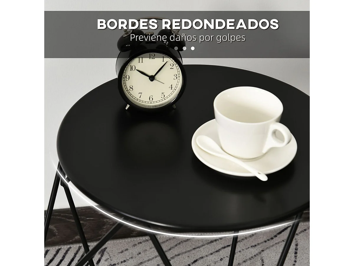 Mesa de centro metálica negro 51x51x44cm HOMCOM