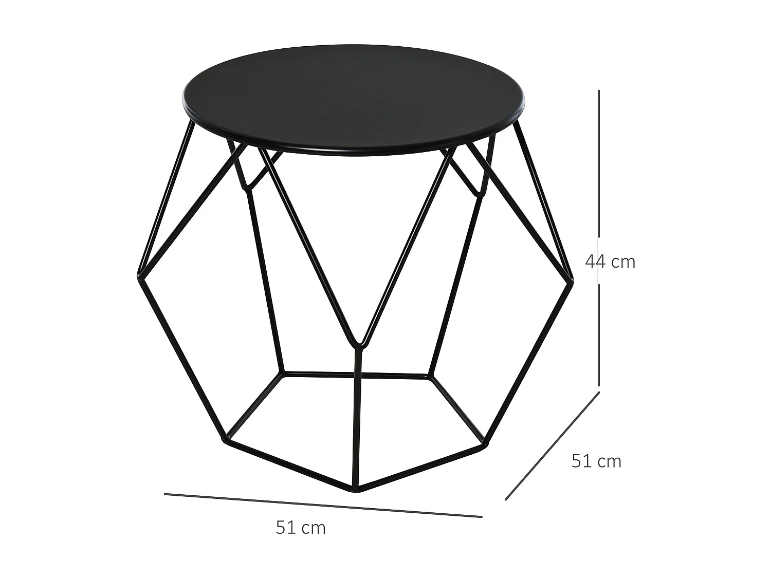 Mesa de centro metálica negro 51x51x44cm HOMCOM