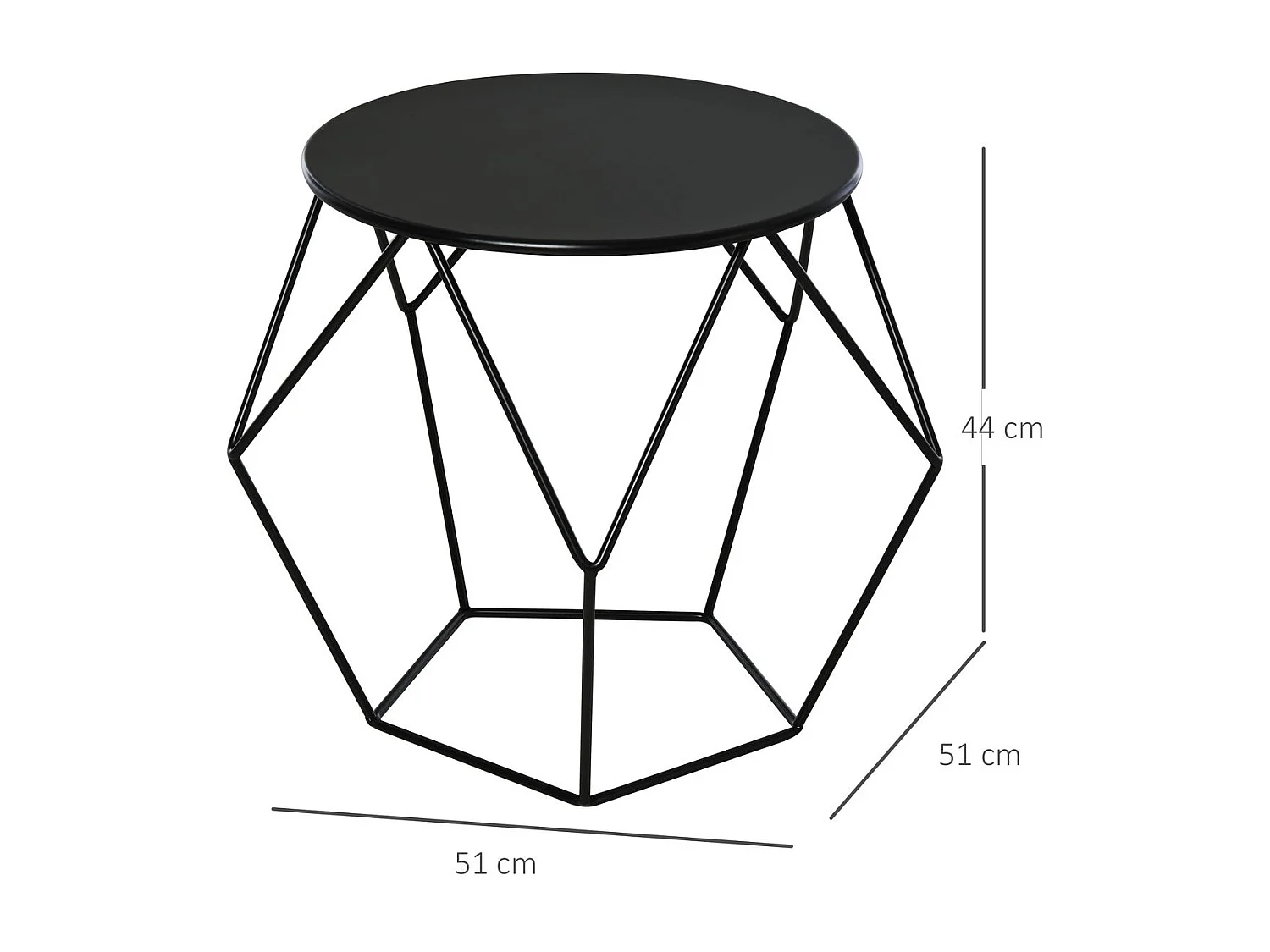 Mesa de centro metálica negro 51x51x44cm HOMCOM