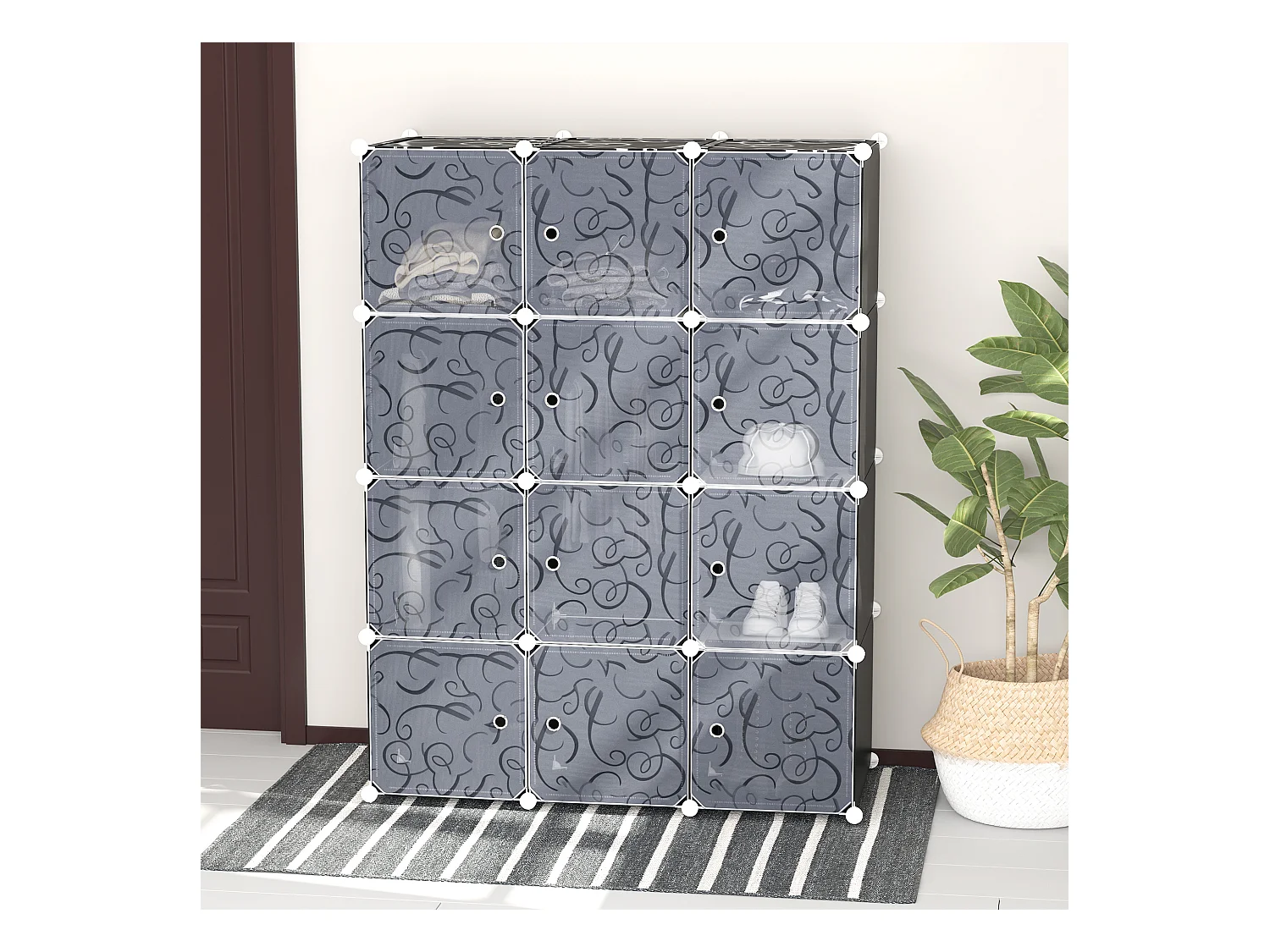 Armario modular plástico negro 111x47x145cm HOMCOM