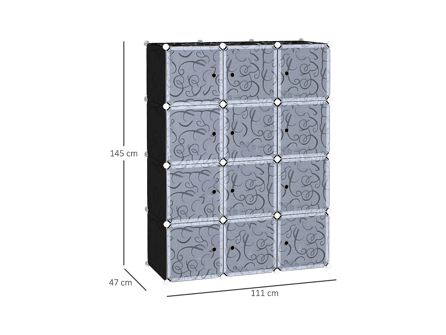 Armario modular plástico negro 111x47x145cm HOMCOM