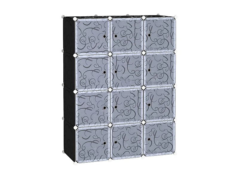 Armario modular plástico negro 111x47x145cm HOMCOM