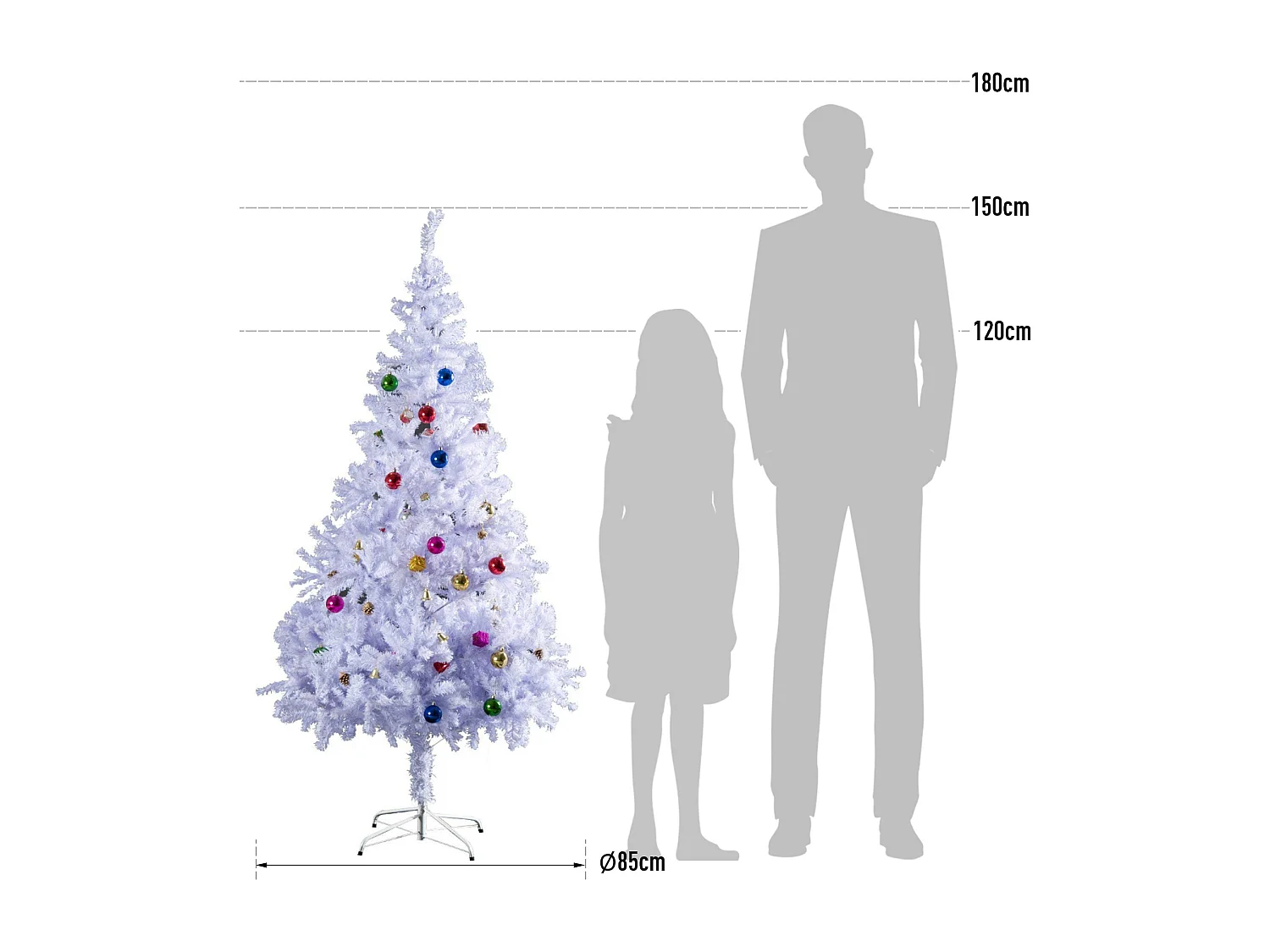 Árbol de navidad blanco 85x85x150 cm HOMCOM