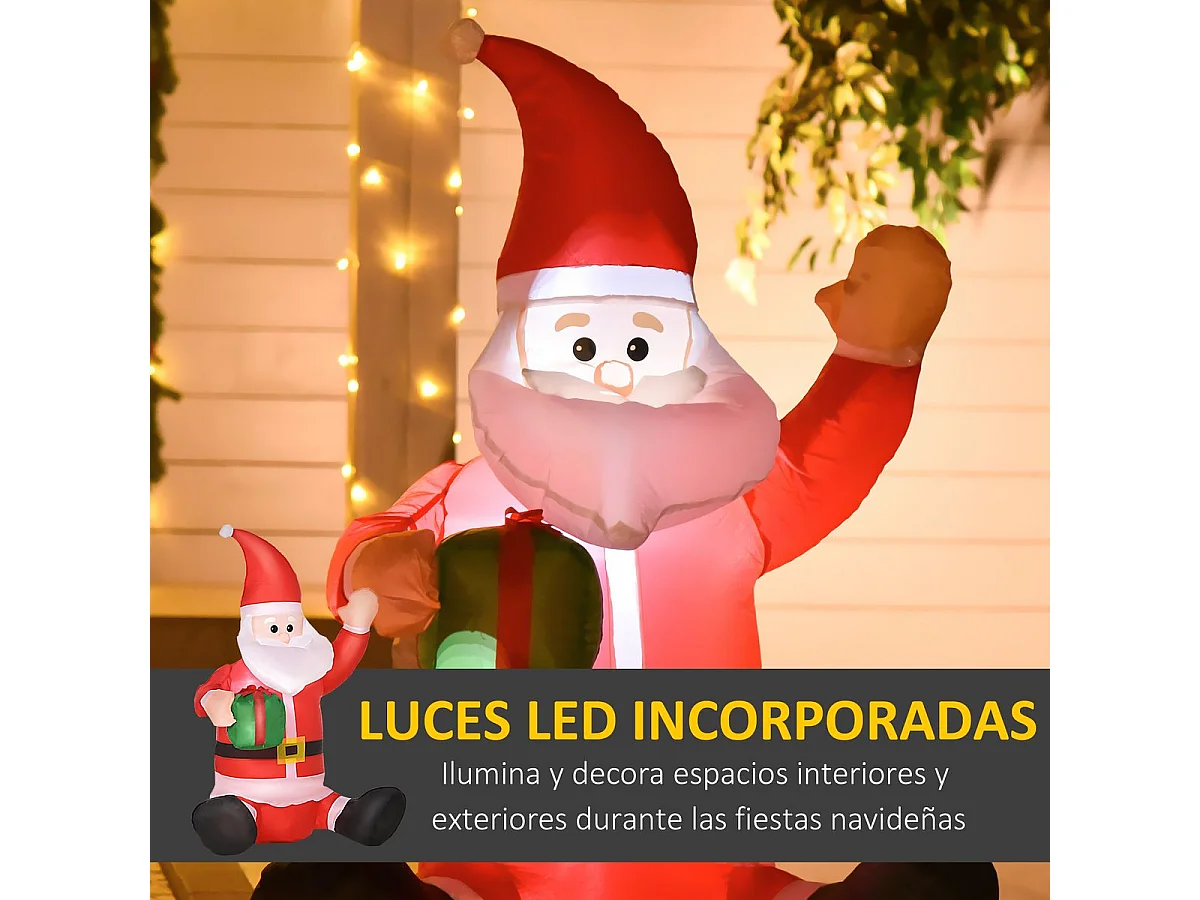 Papá noel hinchable rojo 70x50x120cm HOMCOM