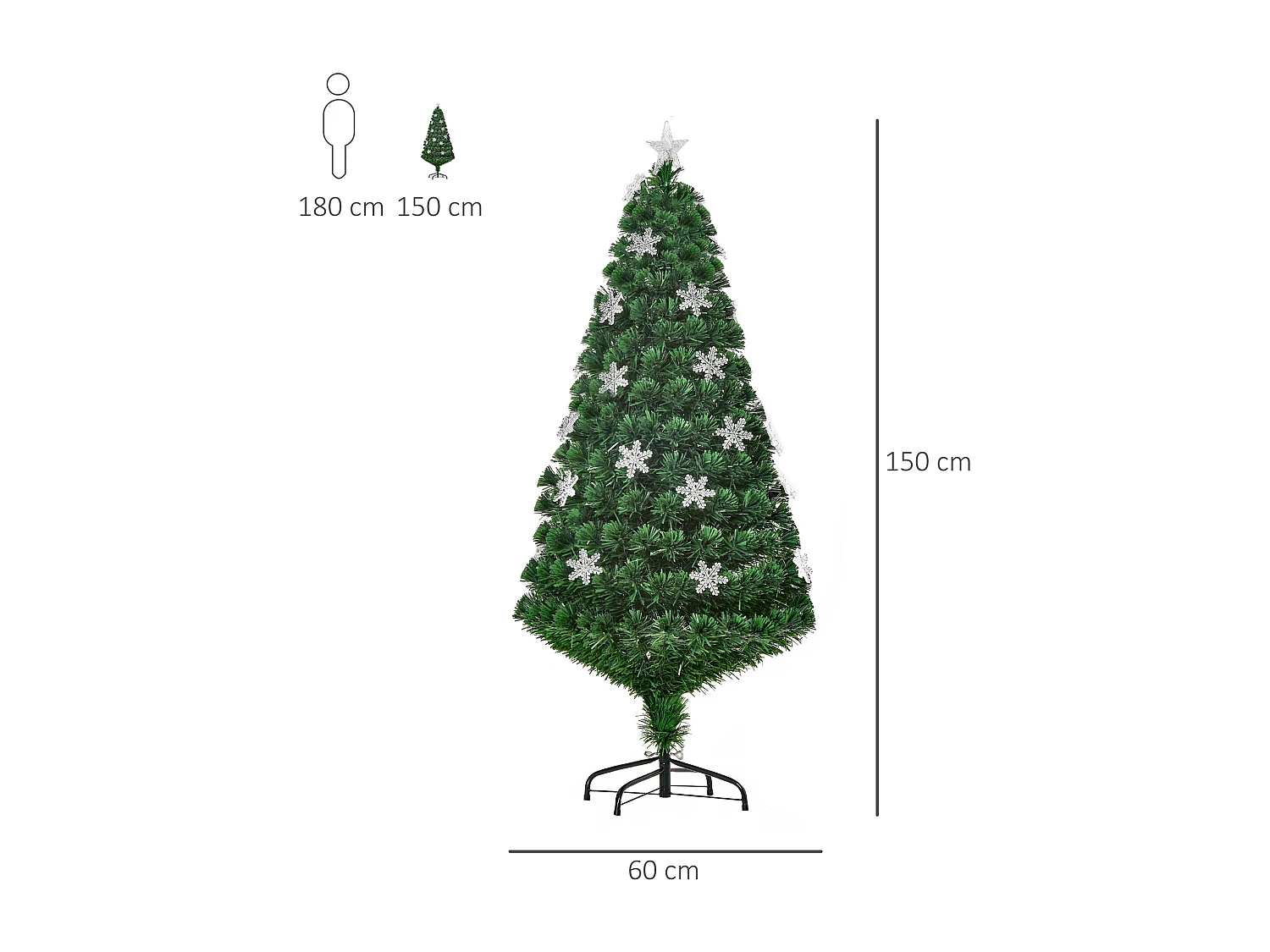 Árbol de navidad verde ø60x150 cm HOMCOM