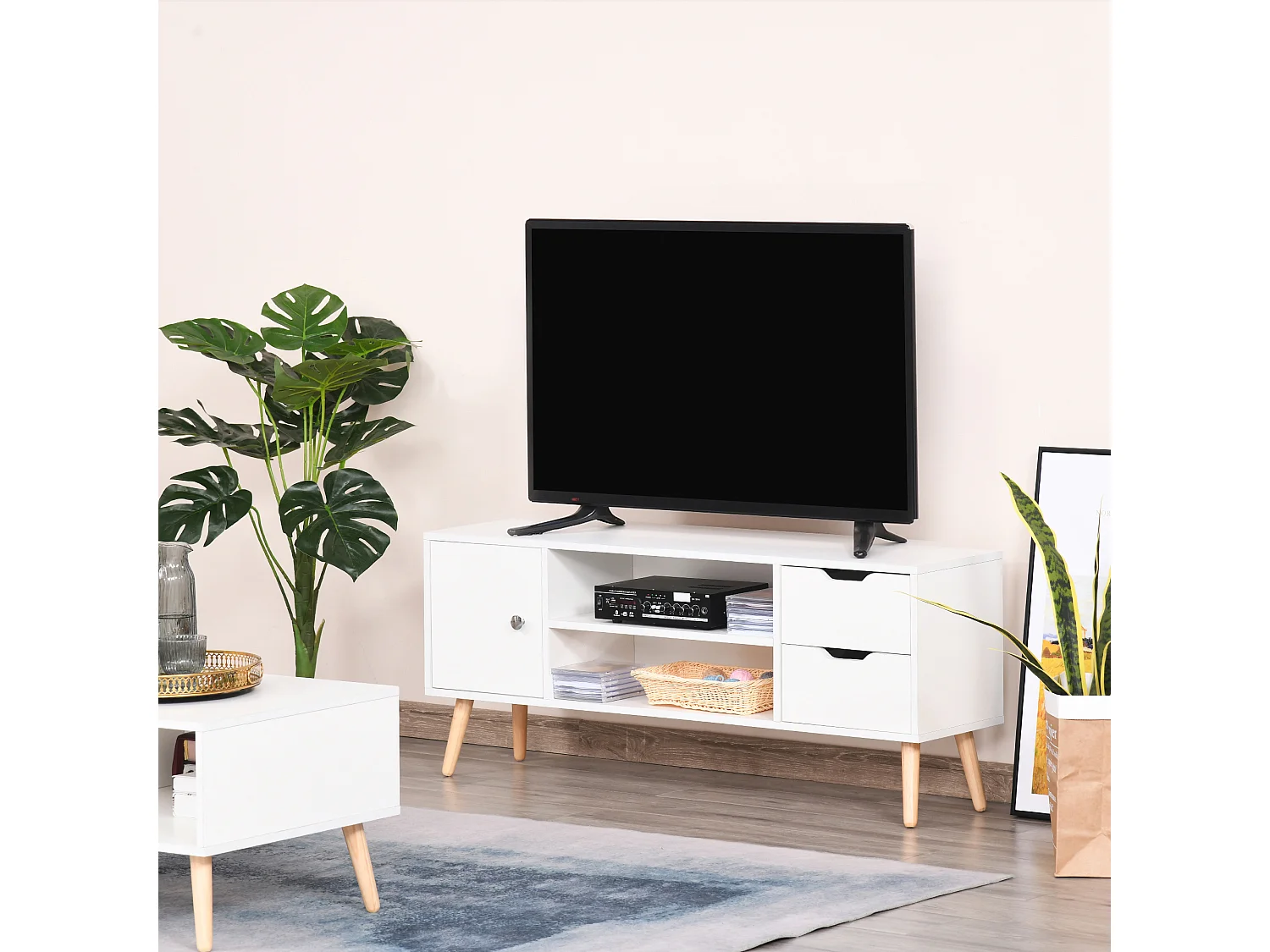 Mueble de tv blanco 120x28x44 cm HOMCOM