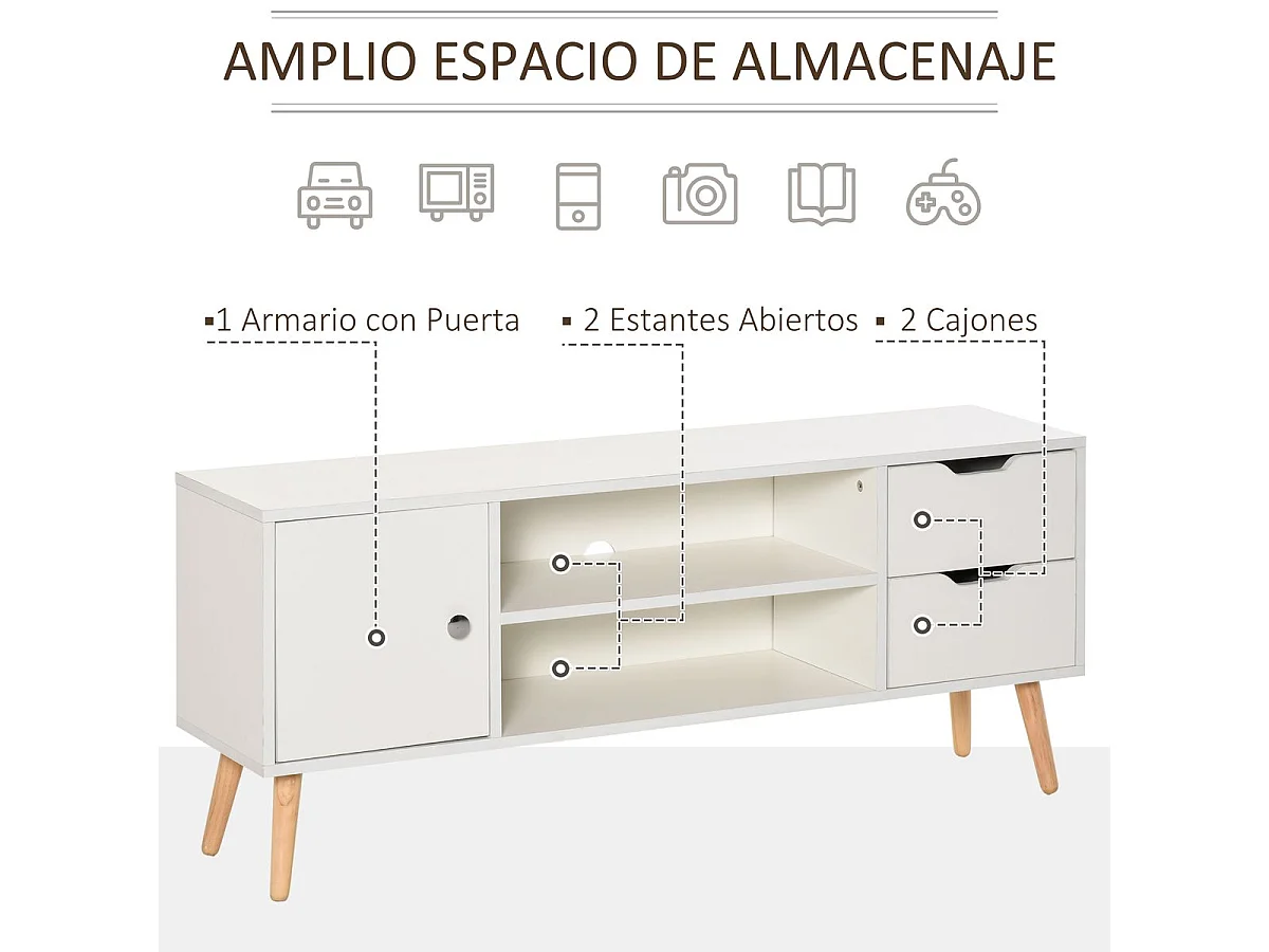 Mueble de tv blanco 120x28x44 cm HOMCOM