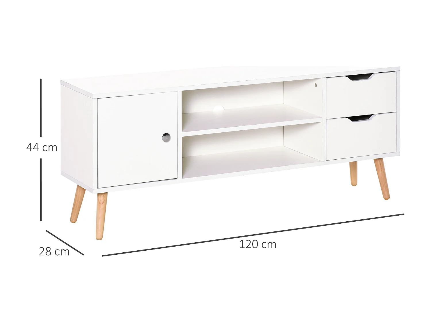 Mueble de tv blanco 120x28x44 cm HOMCOM