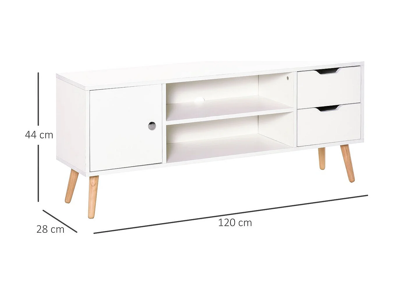 Mueble de tv blanco 120x28x44 cm HOMCOM