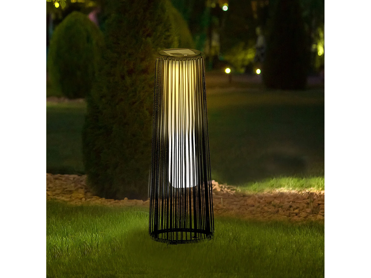 Lámpara de pie de ratán negro 21.5x21.5x61 cm Outsunny