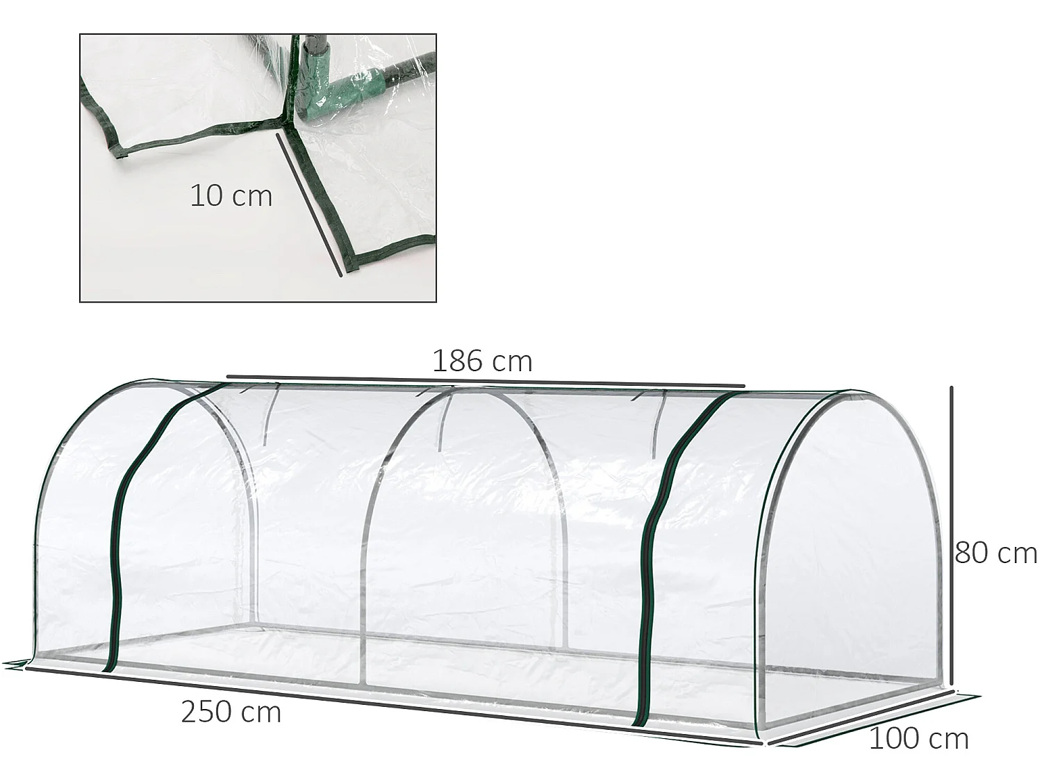 Invernadero caseta transparente 250x100x80 cm Outsunny