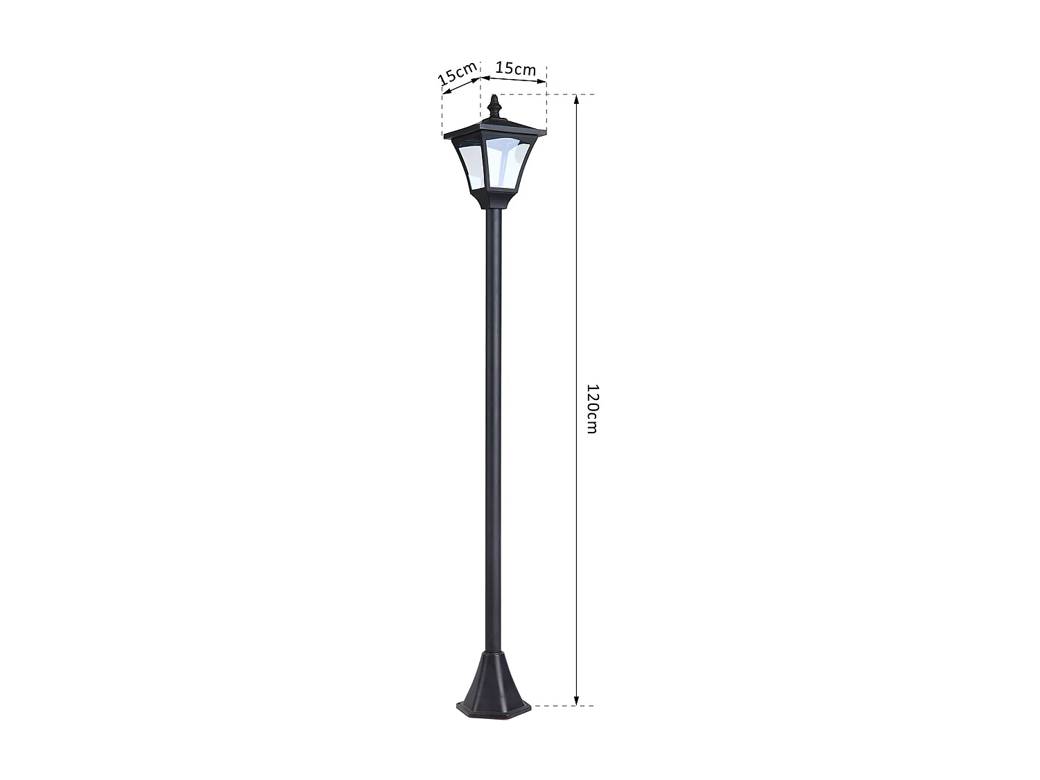 Farol solar de jardín negro 15x15x120cm Outsunny