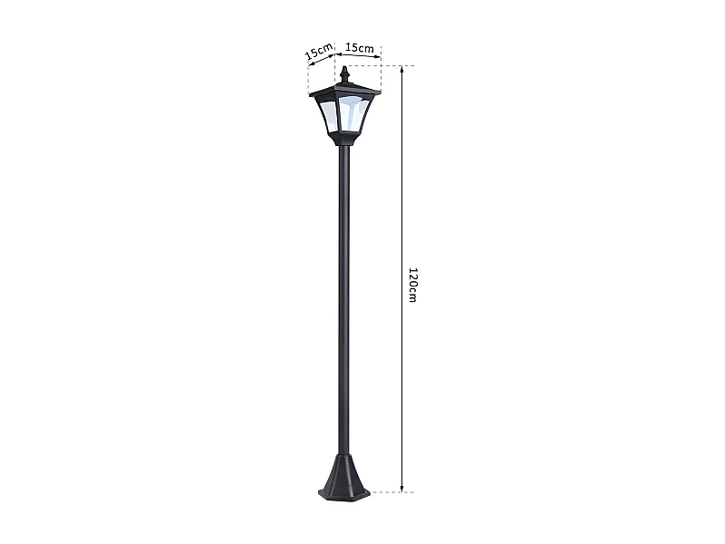 Farol solar de jardín negro 15x15x120cm Outsunny