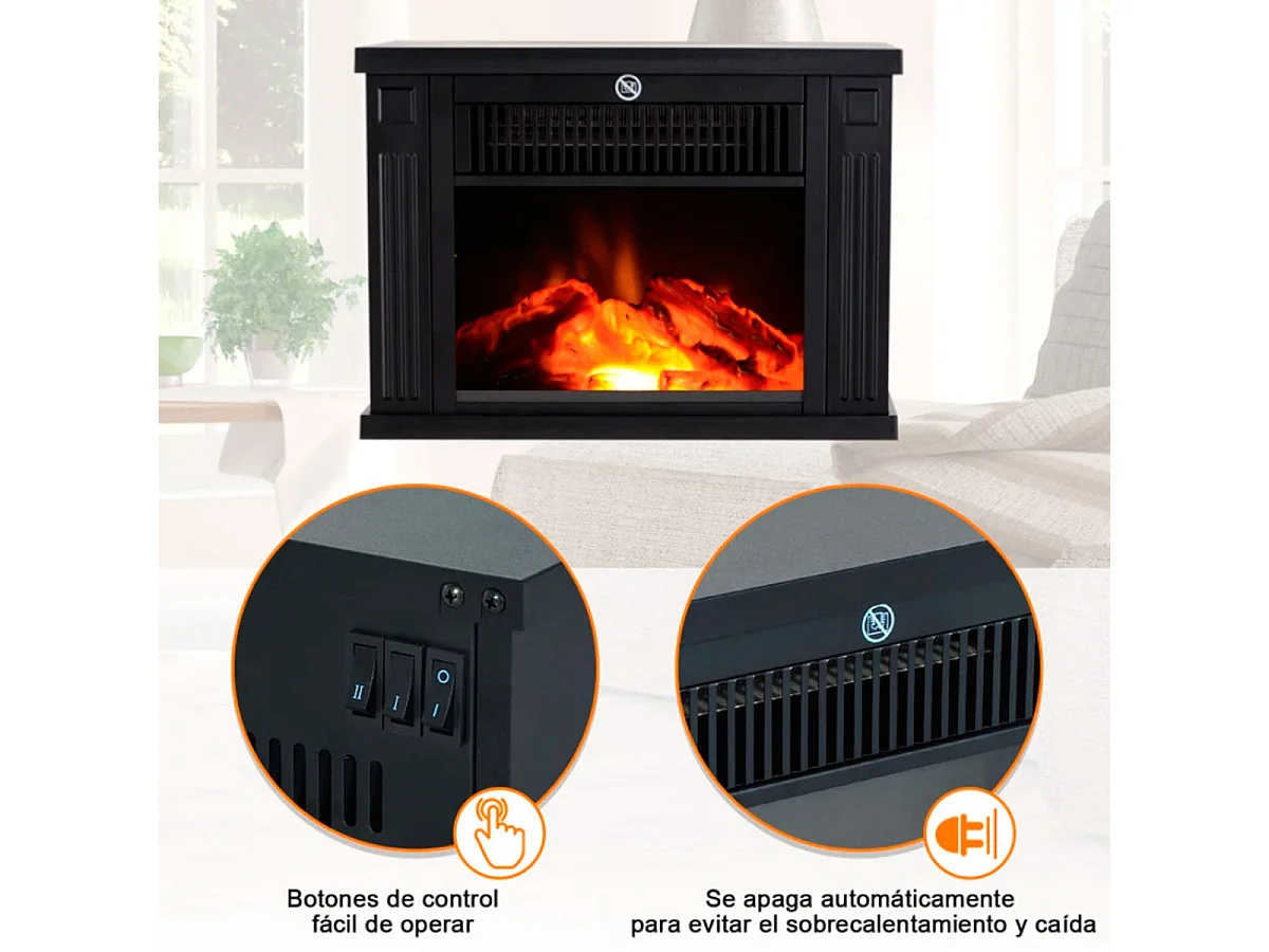Chimenea eléctrica portátil negro 4x17x25 cm HOMCOM