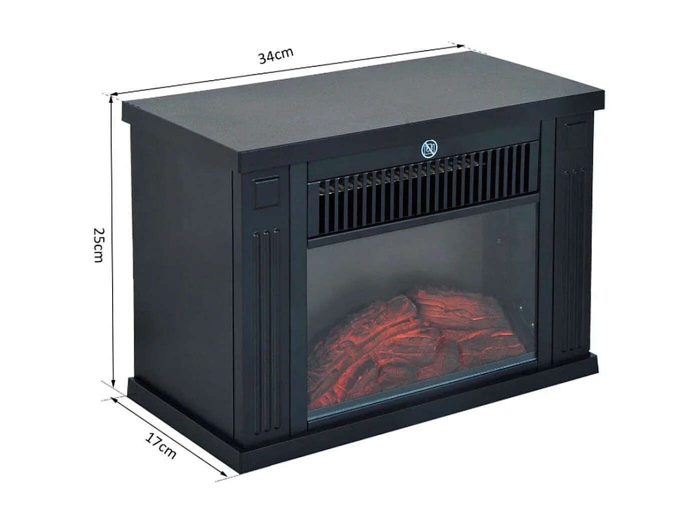 Chimenea eléctrica portátil negro 4x17x25 cm HOMCOM