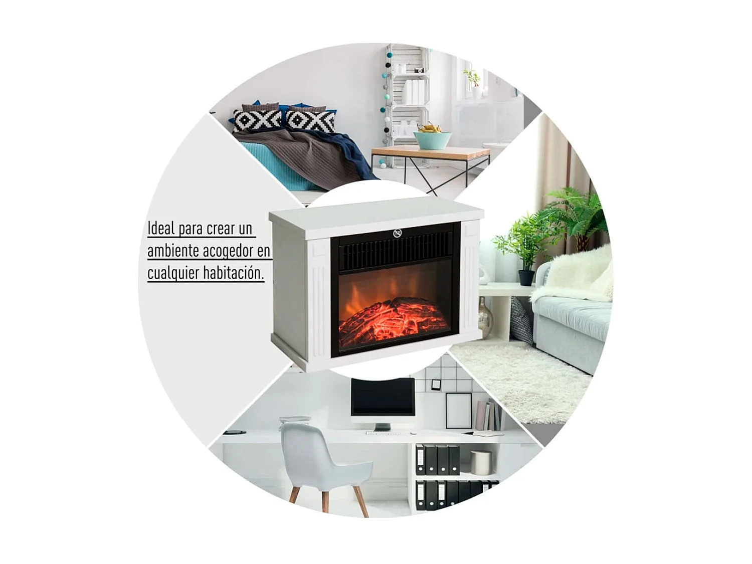 Chimenea eléctrica portátil blanco 4x17x25 cm HOMCOM