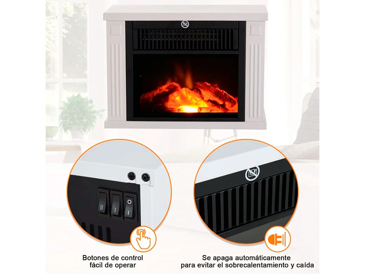 Chimenea eléctrica portátil blanco 4x17x25 cm HOMCOM