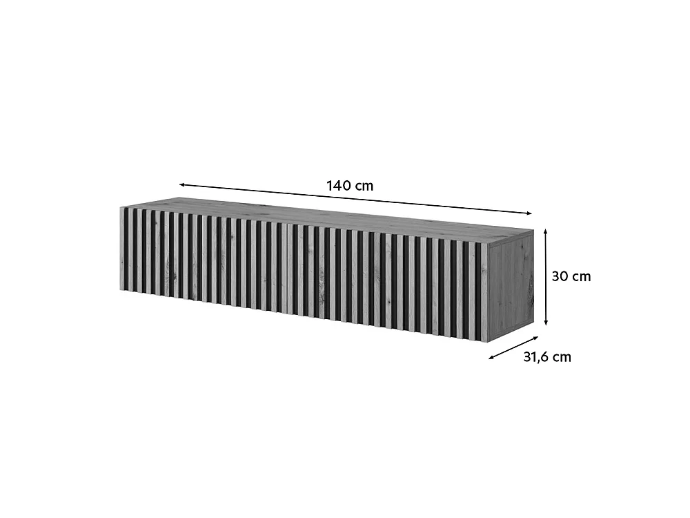 140 cm TV-Schrank – aus Artisan-Eiche mit gefräster Front – TELIRE