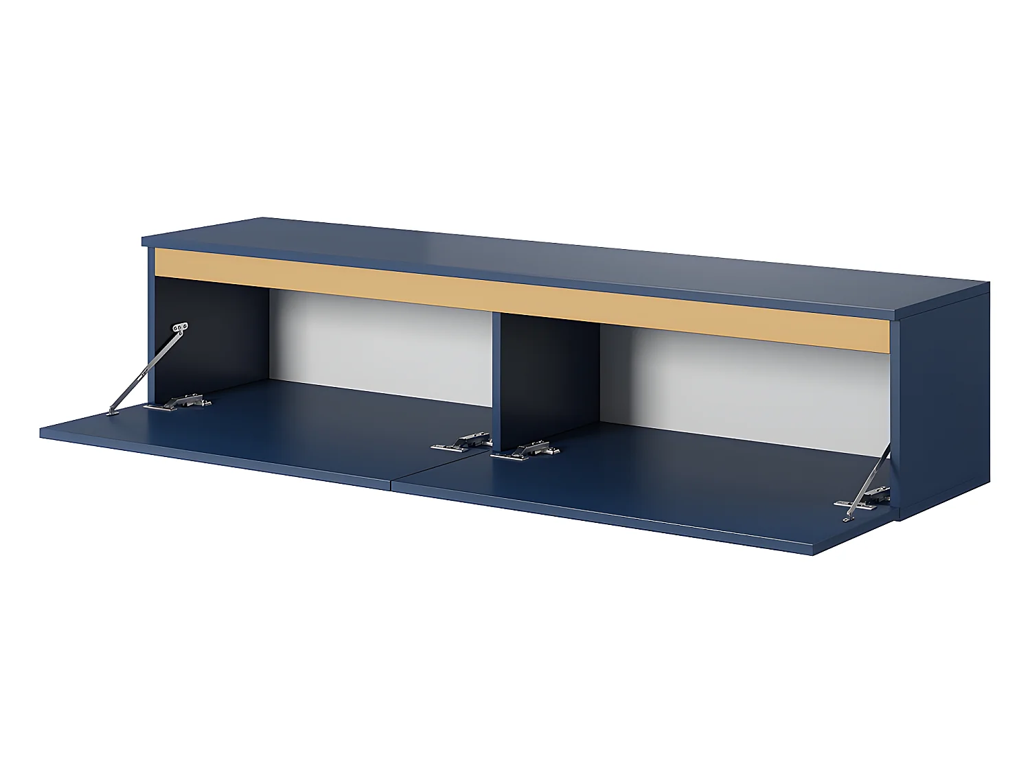 Mueble de TV colgante - azul marino con inserto dorado - 140 cm - Seney