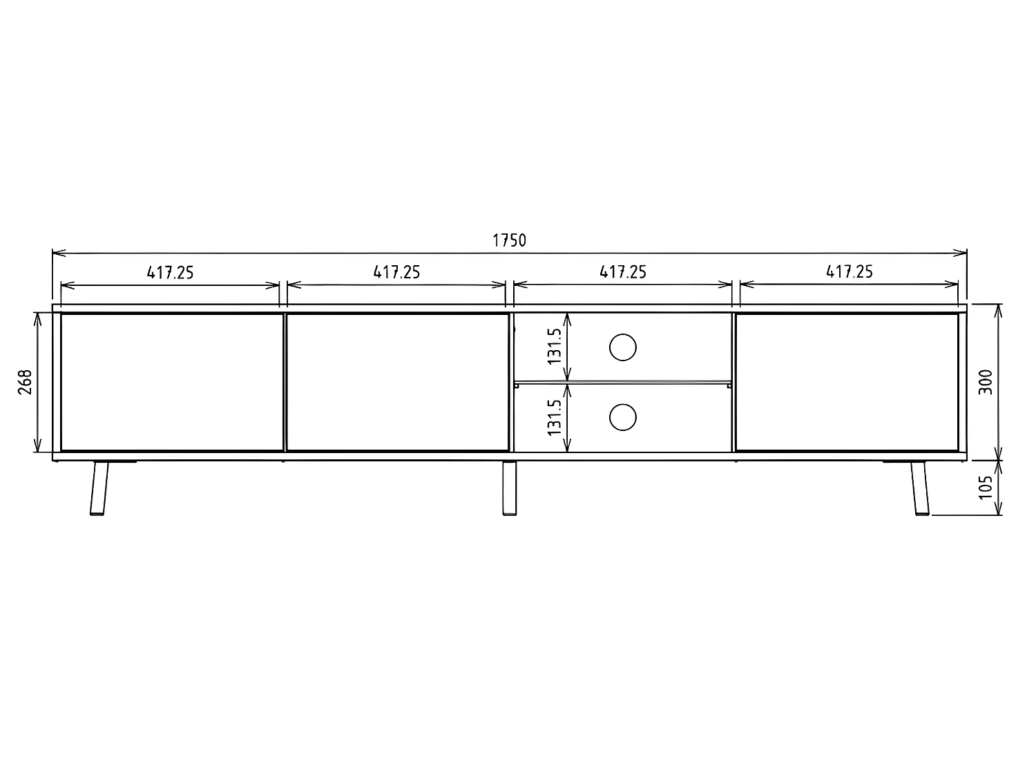 Meuble tv / Banc tv - noir mat / noir brillant, 175 cm, éclairage LED - GALHAD