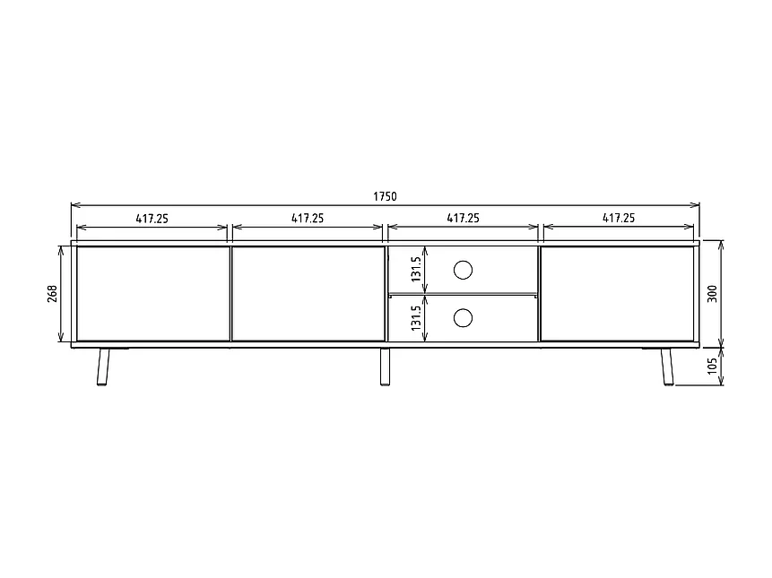 TV-Ständer / TV-Bank - Mattschwarz / Hochglanzschwarz, 175 cm, LED-Beleuchtung - GALHAD