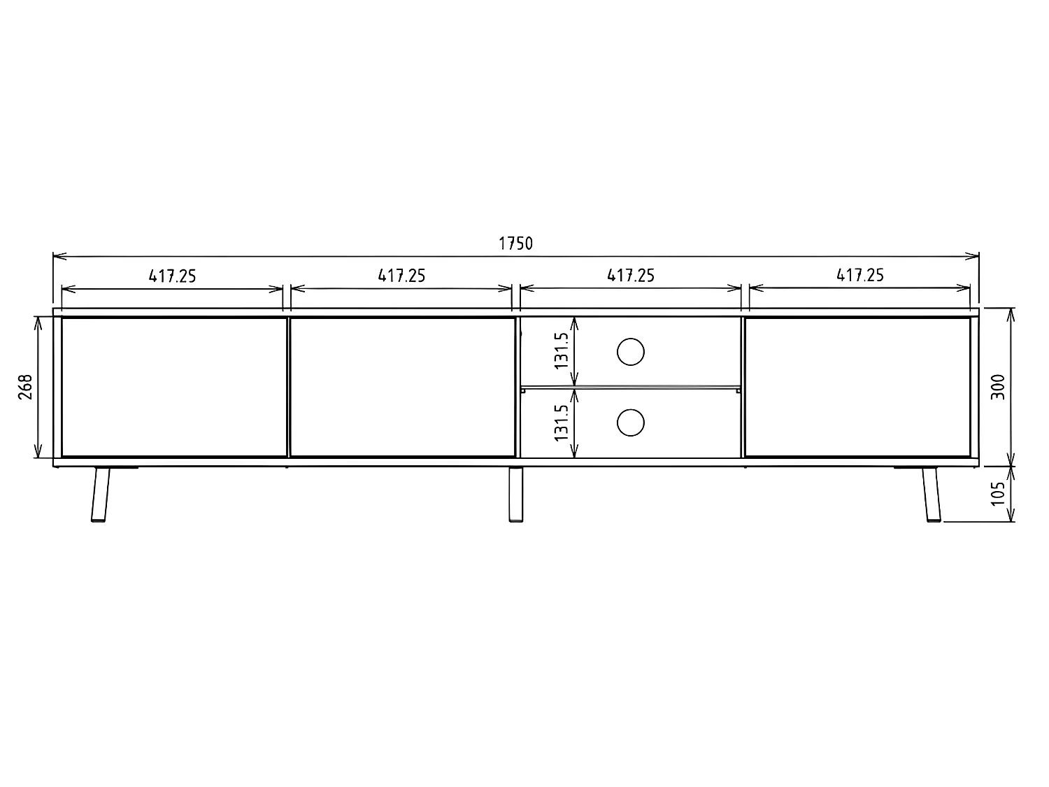 Meuble tv / Banc tv - blanc mat / blanc brillant, 175 cm, éclairage LED - GALHAD