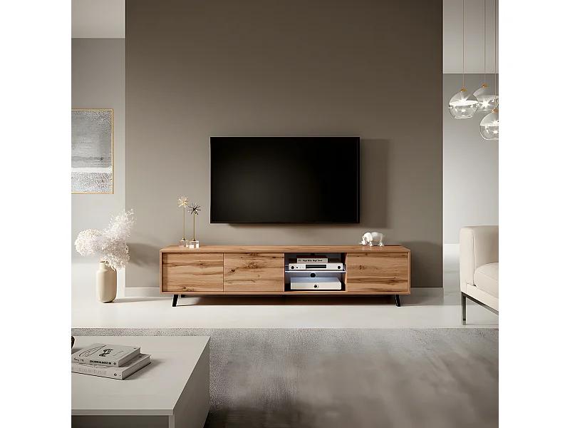 TV-meubel / TV-bank - Wotan eiken, 175 cm, LED-verlichting - GALHAD
