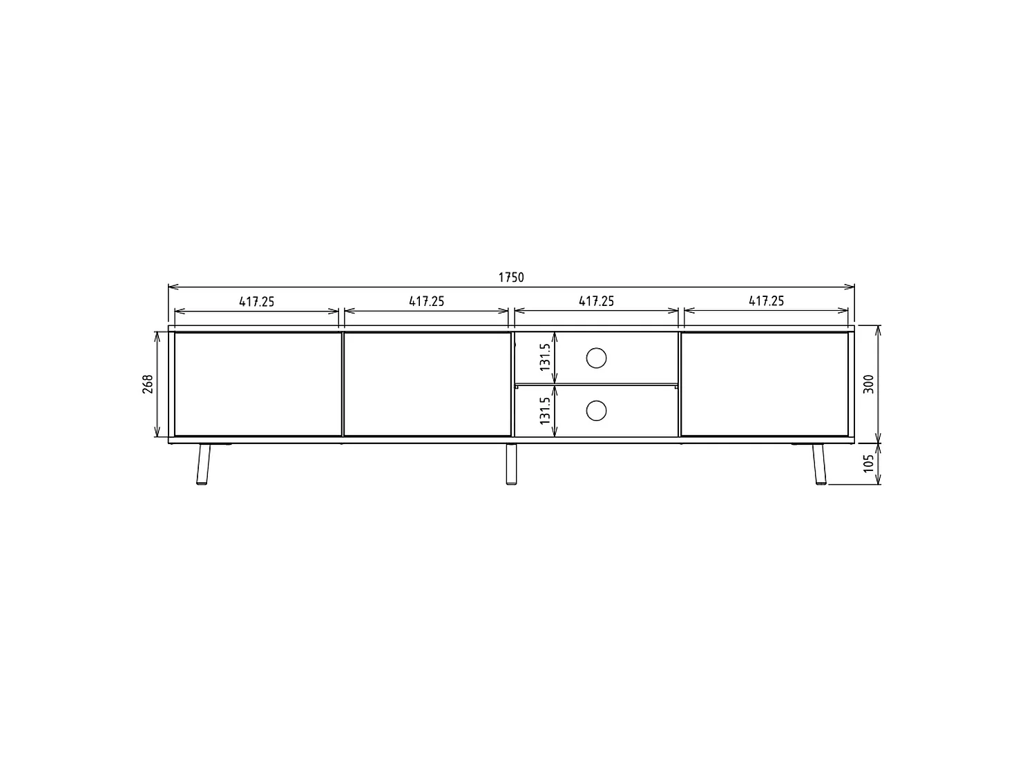 TV-Ständer / TV-Bank - Wotan-Eiche, 175 cm, LED-Beleuchtung - GALHAD