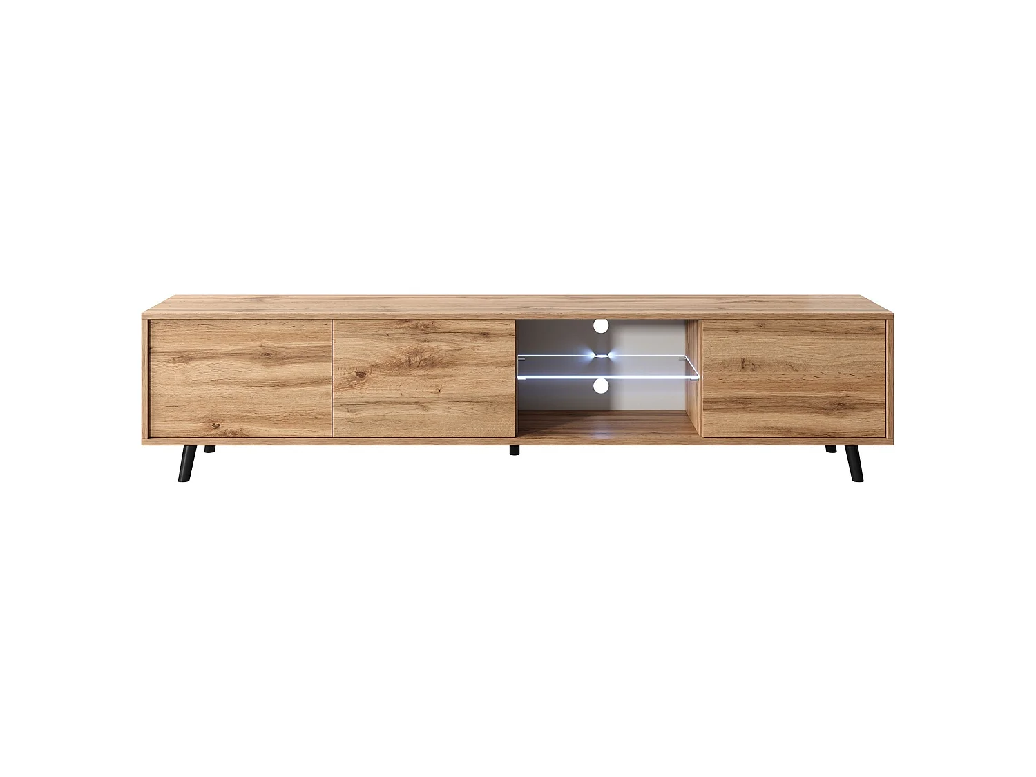 Meuble tv / Banc tv - chêne wotan, 175 cm, éclairage LED - GALHAD