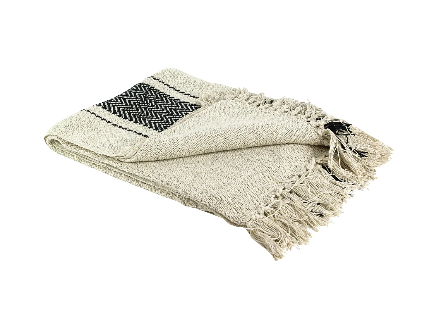 Plaid/jete Berbere A Rayure 120x150cm Beige, Noir