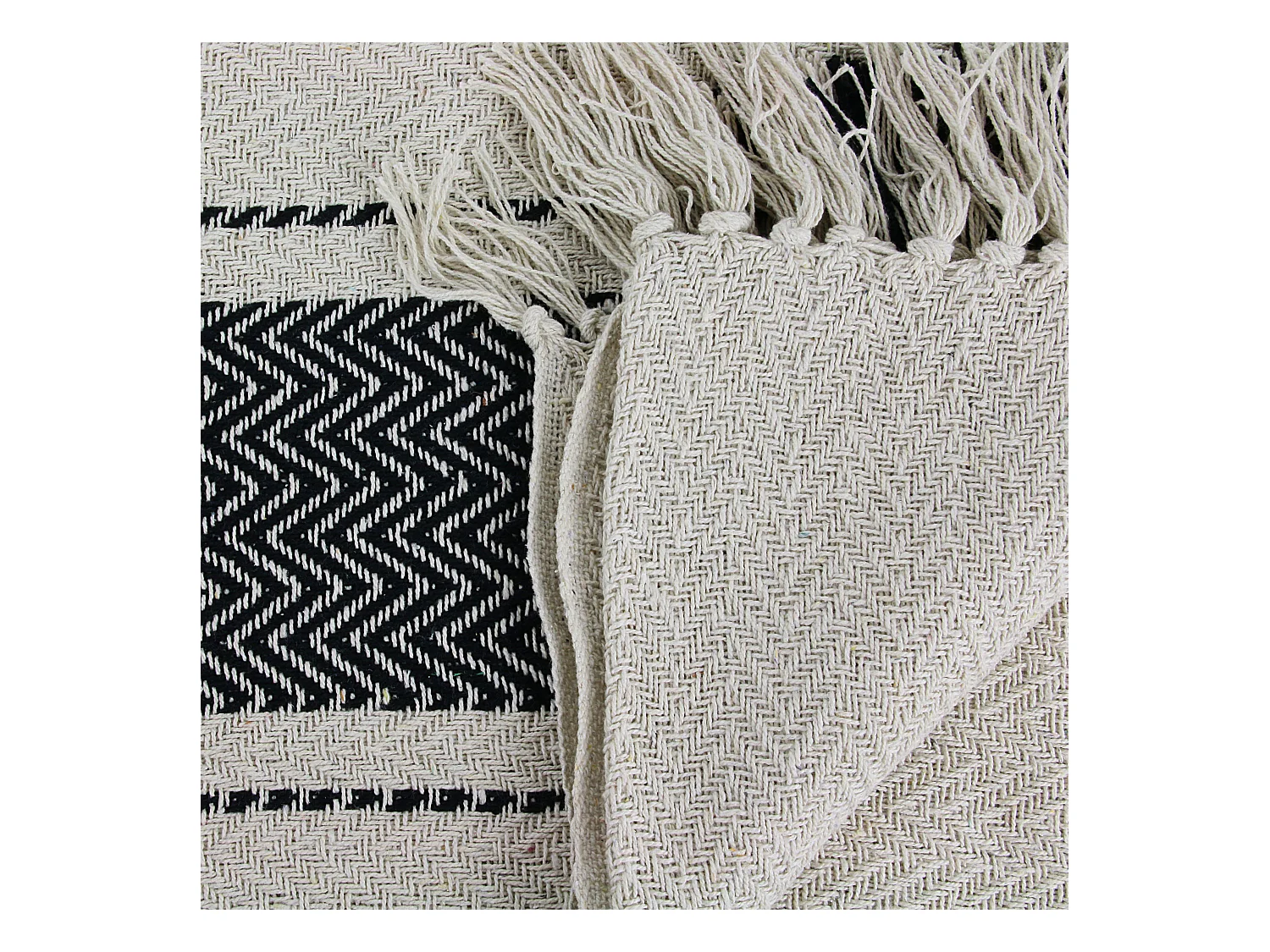 Plaid/jete Berbere A Rayure 120x150cm Beige, Noir