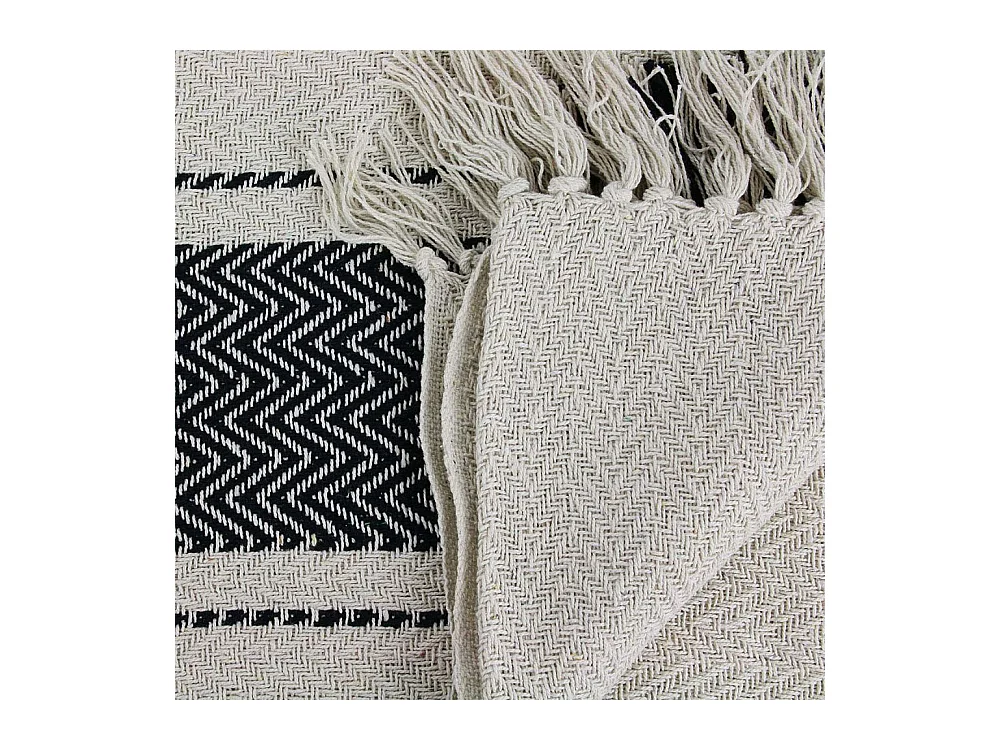Plaid/jete Berbere A Rayure 120x150cm Beige, Noir