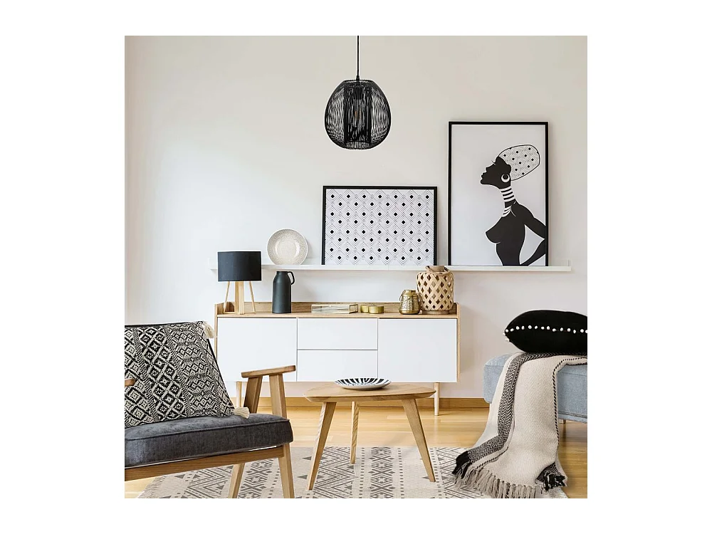 Plaid/jete Berbere A Rayure 120x150cm Beige, Noir