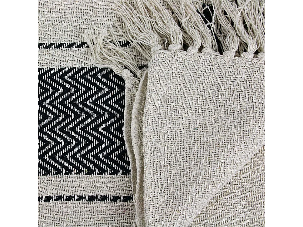 Plaid/jete Berbere A Rayure 120x150cm Beige, Noir