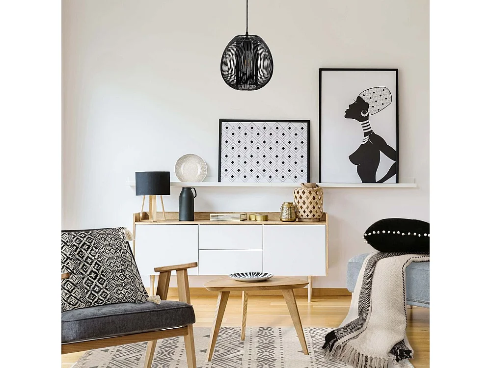 Plaid/jete Berbere A Rayure 120x150cm Beige, Noir